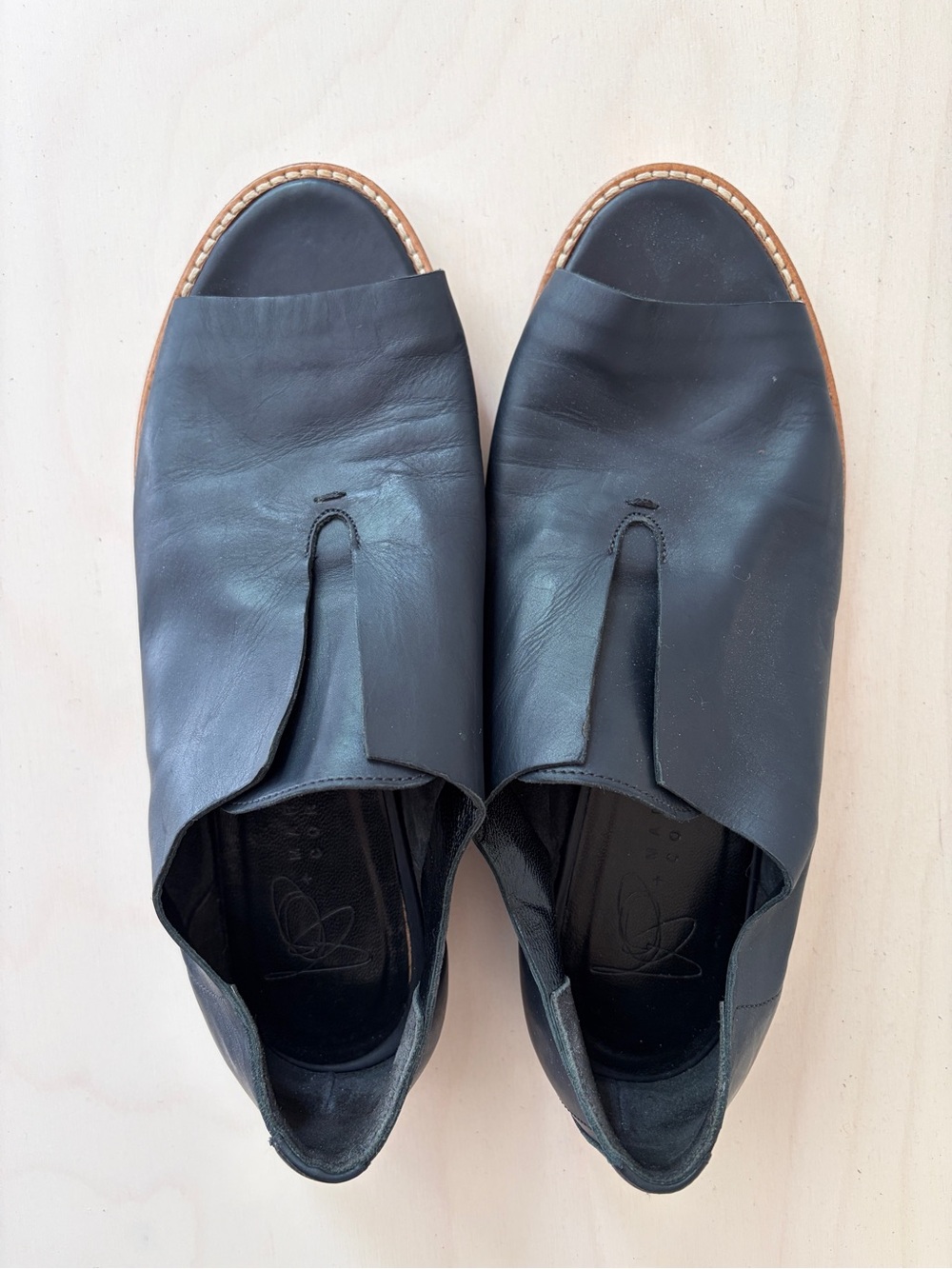 Zero + Maria Cornejo Black Leather Open-Toe Loafers